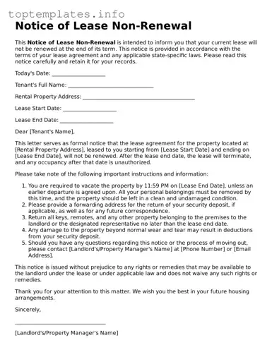 Attorney-Approved Notice of Lease Non-Renewal Template