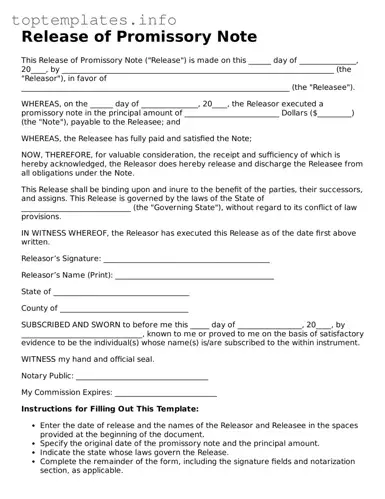 Attorney-Approved Release of Promissory Note Template
