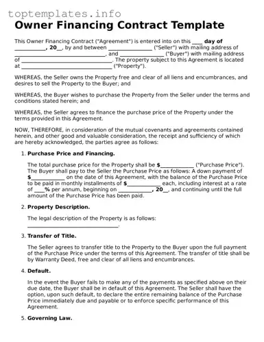 Attorney-Approved Owner Financing Contract Template