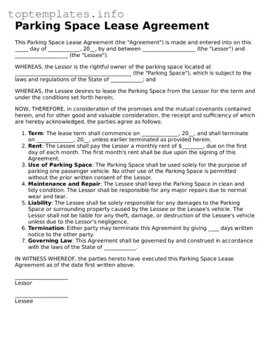 Attorney-Approved Parking Space Lease Agreement Template