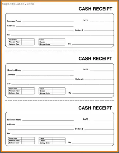 Fill in Your Cash Receipt Form
