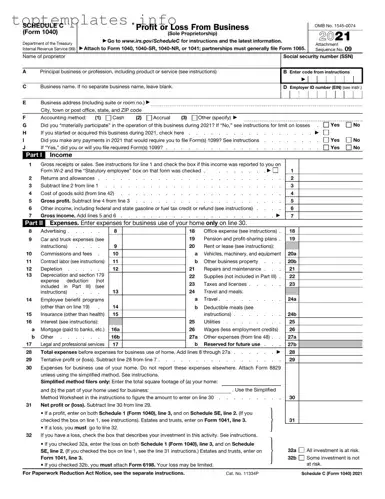 Fill in Your IRS Schedule C 1040 Form