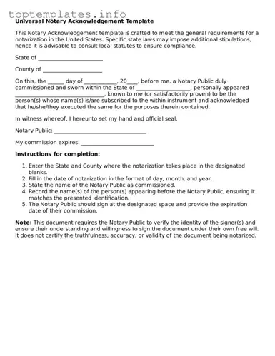 Attorney-Approved Notary Acknowledgement Template