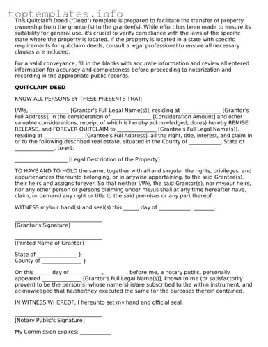 Attorney-Approved Quitclaim Deed Template