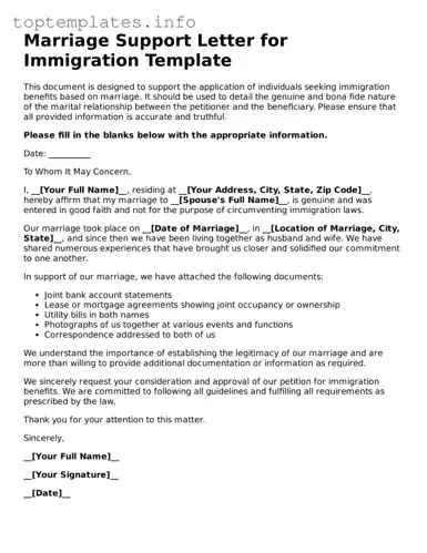 Attorney-Approved Marriage Support Letter for Immigration Template