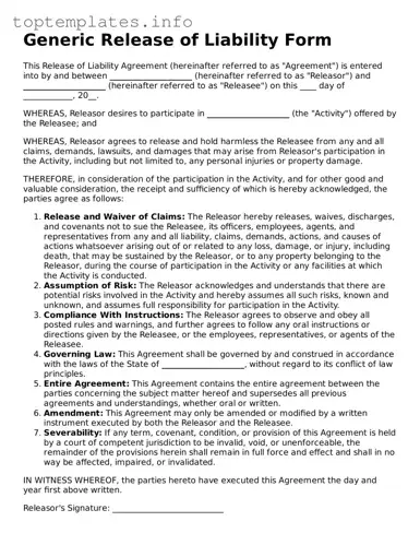 Attorney-Approved Release of Liability Template