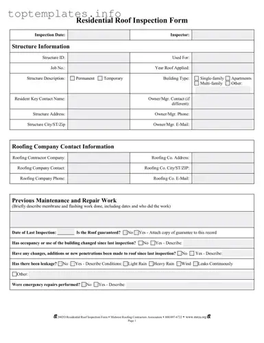 Fill in Your Roof Inspection Form