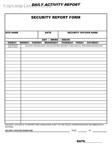 Fill in Your Security Guard Daily Report Sample Form
