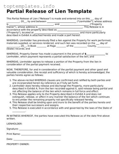 Attorney-Approved Partial Release of Lien Template