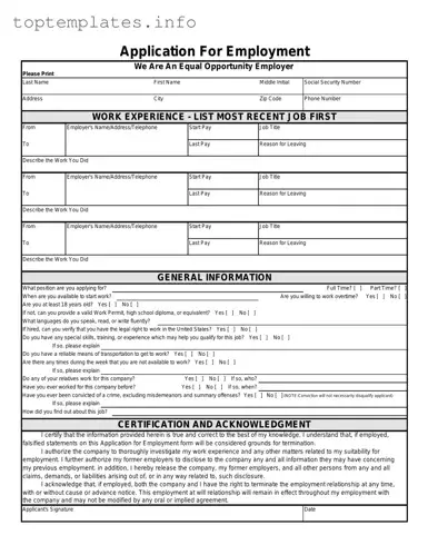 Fill in Your Spanish Application Employment Form