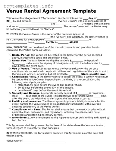 Attorney-Approved Venue Rental Agreement Template