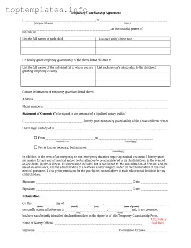 Fill in Your Temporary Custody Form