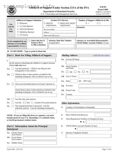 Fill in Your USCIS I-864 Form