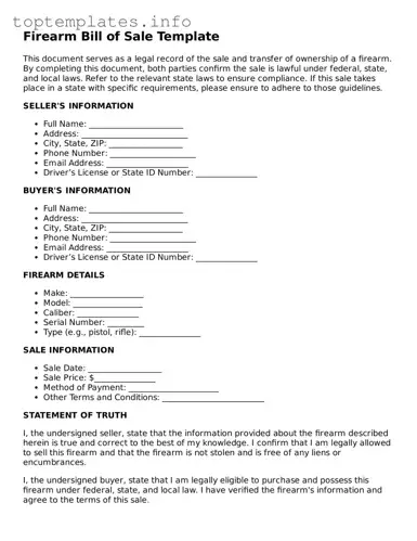 Attorney-Approved Firearm Bill of Sale Template