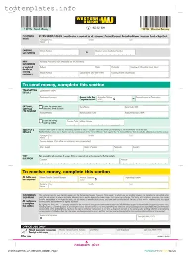 Fill in Your Western Union Form