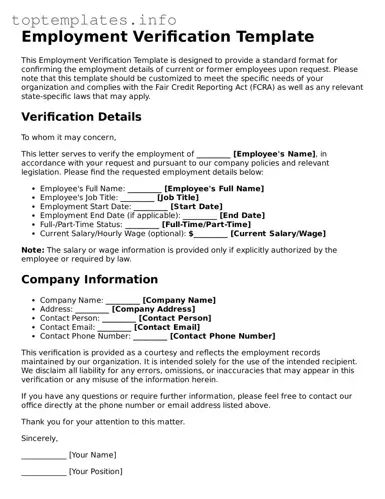 Attorney-Approved Employment Verification Template