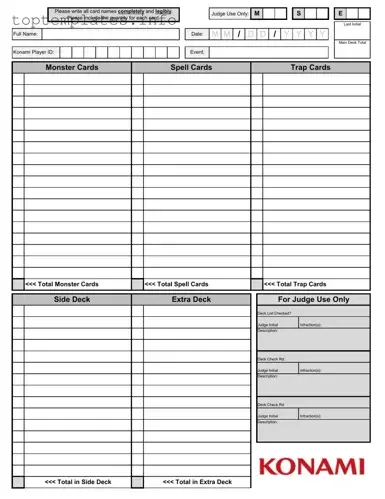 Fill in Your Konami Decklist Form