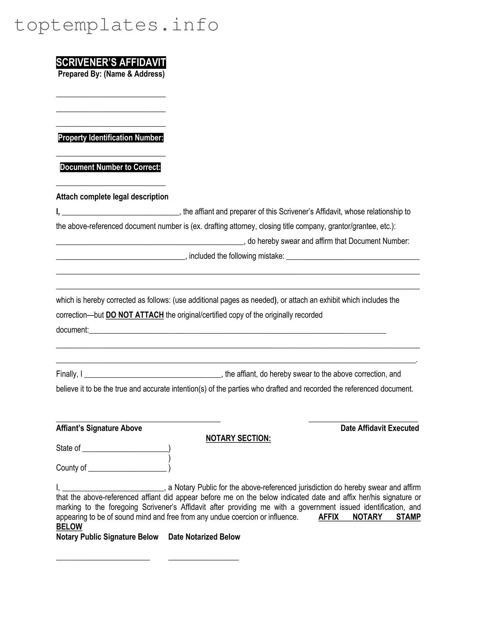 Fill in Your Scrivener's Affidavit Form