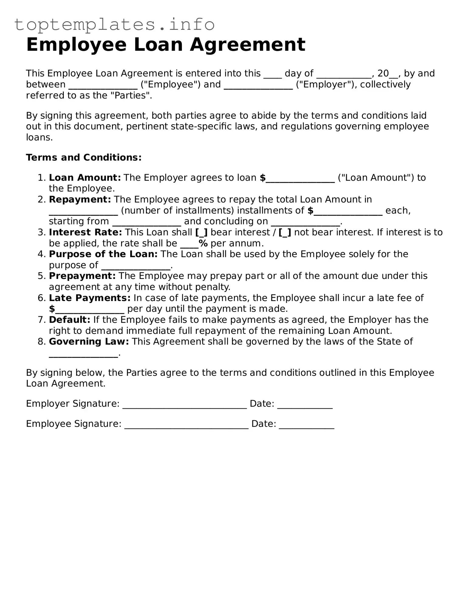 Attorney-Approved Employee Loan Agreement Template